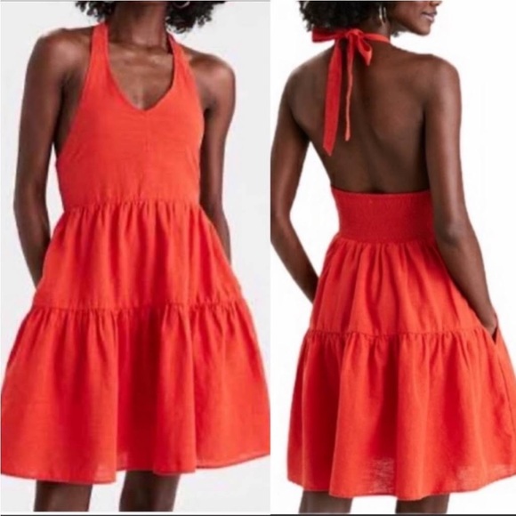 American Eagle Halter Sundress Orange/Red - Picture 1 of 5